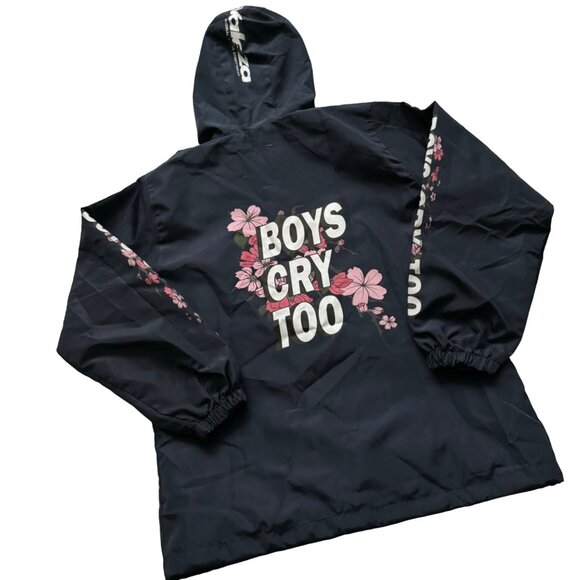 Valeza Other - Valeza Boys Cry Too Mens Streetwear Windbreaker Jacket sz medium hoodie black